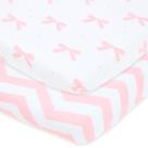 Lençóis Pack n Play Joey + Joan Fitted, pacote com 2 unidades de algodão rosa