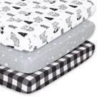 Lençóis Playard com elástico The Peanutshell Woodland, pacote com 3
