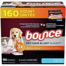 Lençóis secadores Bounce Fresh Scent Pet Hair and Lint Guard 160 ct