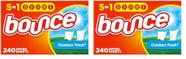 Lençóis secadores Bounce Outdoor Fresh 480 unidades (2x240)