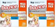 Lençóis secadores Bounce Pet Hair e Lint Guard 130 unidades x2