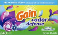 Lençóis secadores Gain + Odor Defense Super Fresh Blast 240 ct Lençóis secadores Gain + Odor Defense Super Fresh Blast 240 ct