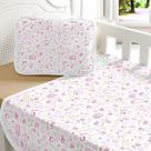 Lençol Berço Bebe Com Elastico 3 Peças Padrão Americano Malha Estampada P/ Menina 100% Algodão
