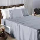 Lençol Cama King Jogo 4 Peças Infinity 400 Fios Detalhe Ponto Palito e Bordado