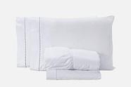 Lençol Casal 3 pçs 200 fios 100% algodão fronha ponto palito Branco Lençol Casal 3 pçs 200 fios 100% algodão fronha ponto palito Branco
