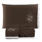 Lençol Casal Queen 3 Peças Fronhas Bordadas Elástico Toda Volta Marrom - Cecicasa Lençol Casal Queen 3 Peças Fronhas Bordadas Elástico Toda Volta Marrom - Cecicasa