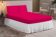 Lençol casal queen microfibra 100%poliéster todo pink 03 peças