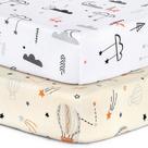 Lençol com elástico BROLEX, pacote com 2 balões Mini Crib Playard Stars