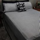 Lençol com elástico casal comum 4 un stripe almofada decor