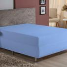 Lençol Com Elástico Casal Nobre 1 Peça Luva De Box 55cm De Altura Malha 100% Algodão - Azul-bebê