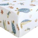 Lençol com elástico LifeTree Sea Turtle 71x132 cm e algodão de bambu