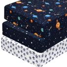 Lençol com elástico PHF, pacote com 3, respirável, para bebês, 71 x 132 cm