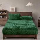 Lençol com elástico PHF Truly Velvet em tamanho real verde esmeralda