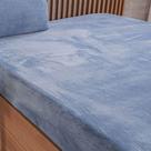 Lençol com Elástico Solteiro Plush Flannel 100% Poliéster Azul Bene Casa