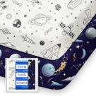 Lençol com elástico TOTBASIC Pack N Play, pacote com 2 unidades Space Design