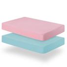Lençol de berço com elástico, pacote com 2 unidades Biloban, 132 x 71 cm, rosa aqua