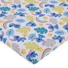 Lençol de berço NoJo Disney Stitch azul, azul-petróleo, limão e branco