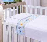 Lençol de Berço para Bebe Menino azul 3 Peças Algodão Safari Animais