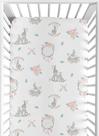 Lençol de berço Sweet Jojo Designs Blush Pink/Grey Bunny Floral