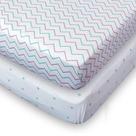 Lençol de berço Ziggy Baby Fitted Jersey de algodão azul/cinza Chevron