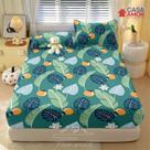 Lençol de Elástico Premium Solteiro, Casal e Queen Estampado Tropical Verde Folhas Floresta Flor Não Desbota