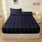 Lençol de Elástico Premium Solteiro, Casal e Queen Estampado Xadrez Azul Marinho