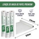 Lençol de maca de Papel Descartável Hospitalar BELIPEL PREMIUM 100% Celulose - 0,70 M X 50 M - CAIXA COM 10 ROLOS