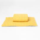 Lençol de Mini Cama com Elástico e Fronha - Xadrez Amarelo e Branco
