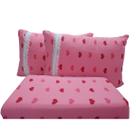 Lençol Malha Casal Box Queen Estampado C/ Elástico + 02 Porta Travesseiros com Zíper e Lese