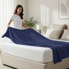 Lençol Plano Queen Forro de Cama para Cobrir sem Elástico Avulso COR:AZUL MARINHO
