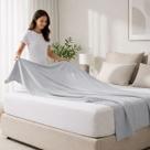 Lençol Plano Queen Forro de Cama para Cobrir sem Elástico Avulso COR:CINZA