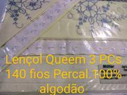 Lençol Queem percal 140 fios .3 PCs