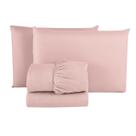 Lençol Queen Elástico + Fronhas Microfibra Premium Rosê