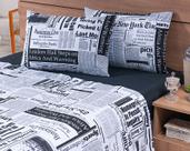 Lençol Viúva 4pç Estampado Litrado 203x120x30 180fios Preto