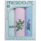 Lenços Bordados Presidente 30x30 Puro Algodão - Caixa C/ 3un