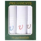 Lenços com Letras Bordadas Presidente 41x41 cm 100% Algodão