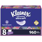 Lenços faciais Kleenex Expressions Ultra Soft 8x120 de 3 camadas