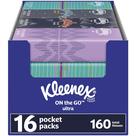 Lenços faciais Kleenex On-The-Go, 3 camadas, 160 lenços, 16 pacotes