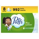 Lenços Faciais Puffs Plus Lotion - 8 Pacotes Família com 124 Lenços
