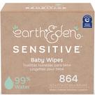 Lenços Umedecidos Earth & Eden Sensitive para Bebês - Pacote com 864 Unidades