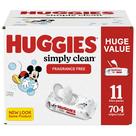 Lenços umedecidos para bebês HUGGIES Simply Clean, sem perfume, 704 unidades