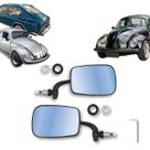 Lente Convexo Azul Preto Mexicano Par Retrovisor Fusca Metal
