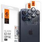 Lente de câmera e protetor de tela Spigen GlasTr EZ Fit iPhone 15 Pro Max/iPhone 15 Pro Blue Titanium, pacote com 2