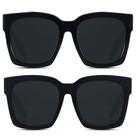 Lentes de Sol ANDWOOD para Mujer con Montura Cuadrada Sobredimensionada Pack de 2 en Negro