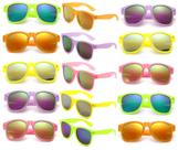 Lentes de Sol FSMiling Neon Estilo 80s UV400 Lente Espejada - Paquete de 15