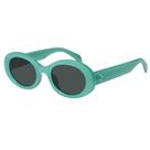 Lentes de sol mosanana ovalados retro de moda UV400 color verde azulado para mujer