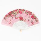 Leque de Mão Dobrável 23cm Estampa Floral Vintage Acessório Elegante para Festa, Casamento e Baile