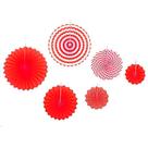 Leque Decorativo de Papel - Vermelho e Branco - 6 unidades - Rizzo