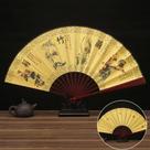 Leque Dobrável Chinês Vintage Com Cabo De Madeira 33,33CM Para Dança Clássica, Festas, Homens E Leque Dobrável Chinês Vintage Com Cabo De Madeira 33,33CM Para Dança Clássica, Festas, Homens E