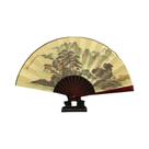 Leque Dobrável Chinês Vintage Com Cabo De Madeira 33,33CM Para Dança Clássica, Festas, Homens E Leque Dobrável Chinês Vintage Com Cabo De Madeira 33,33CM Para Dança Clássica, Festas, Homens E